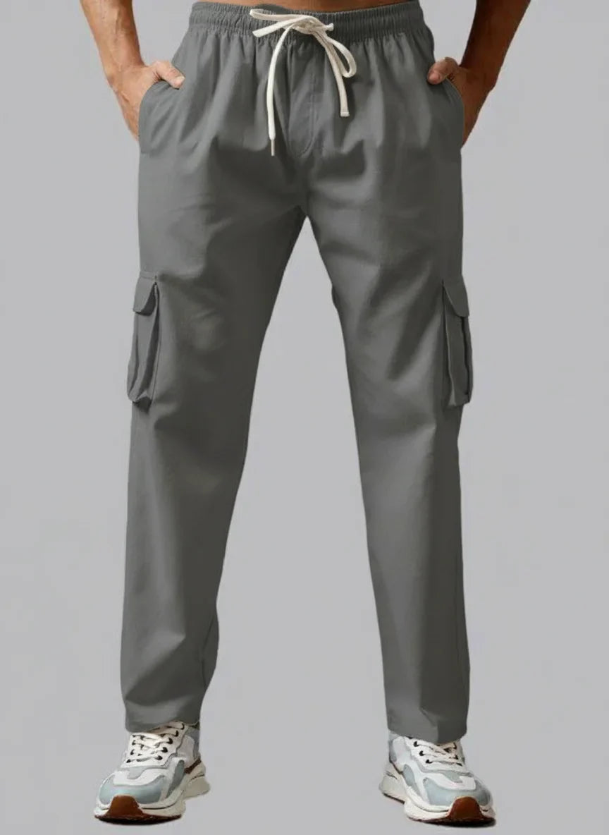 Knit Zip Black Polo Shirt & Gray Cargo Trouser