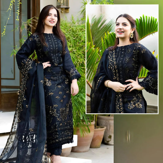 Dhanak Embroidered Luxury Unstitched 3Piece