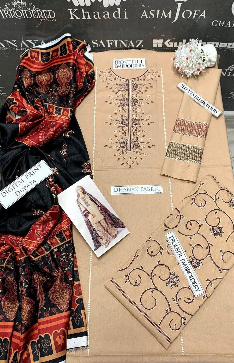 Dhanak Embroidered Unstitched 3Piece