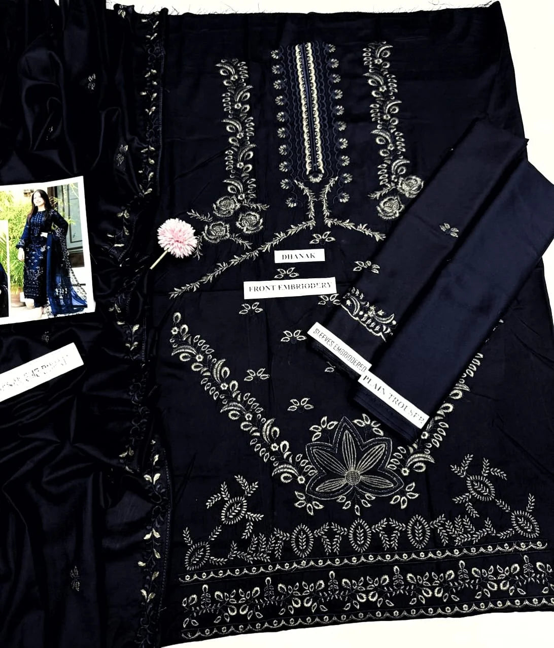 Dhanak Embroidered Luxury Unstitched 3Piece