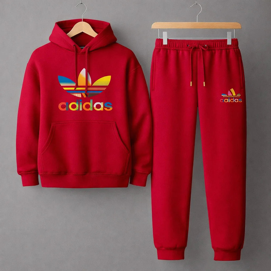 Red Premium Printed Hoodie Tracksuit A