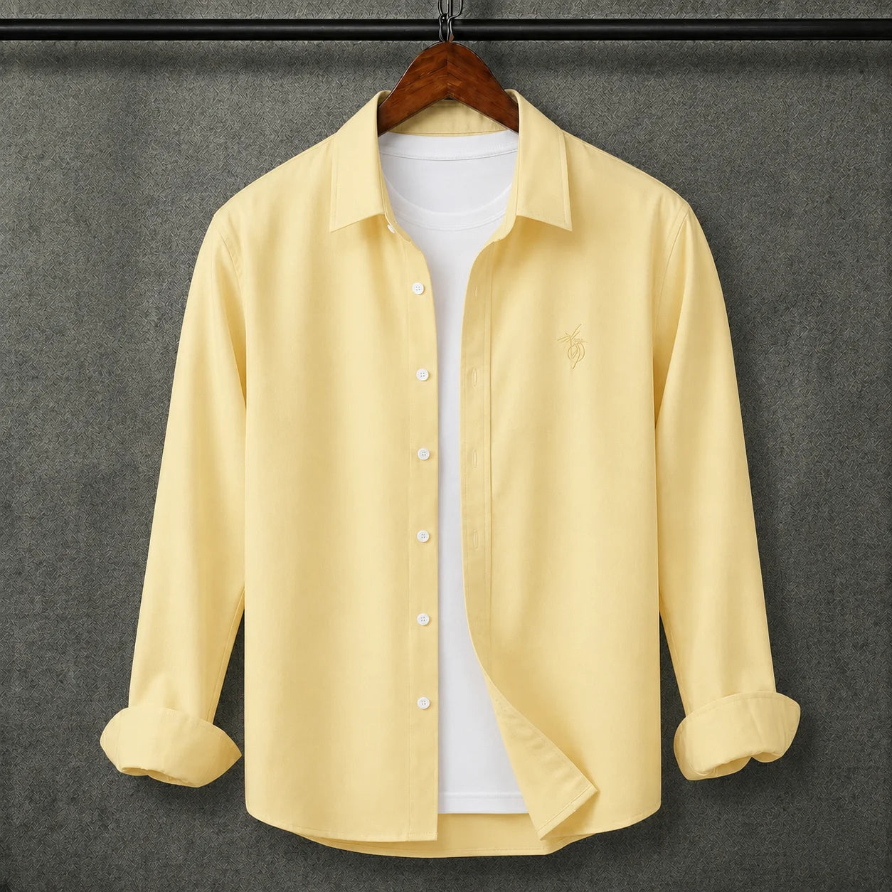 Premium Lemon Yellow Full Sleeves Shirt With White Drawstring Trouser