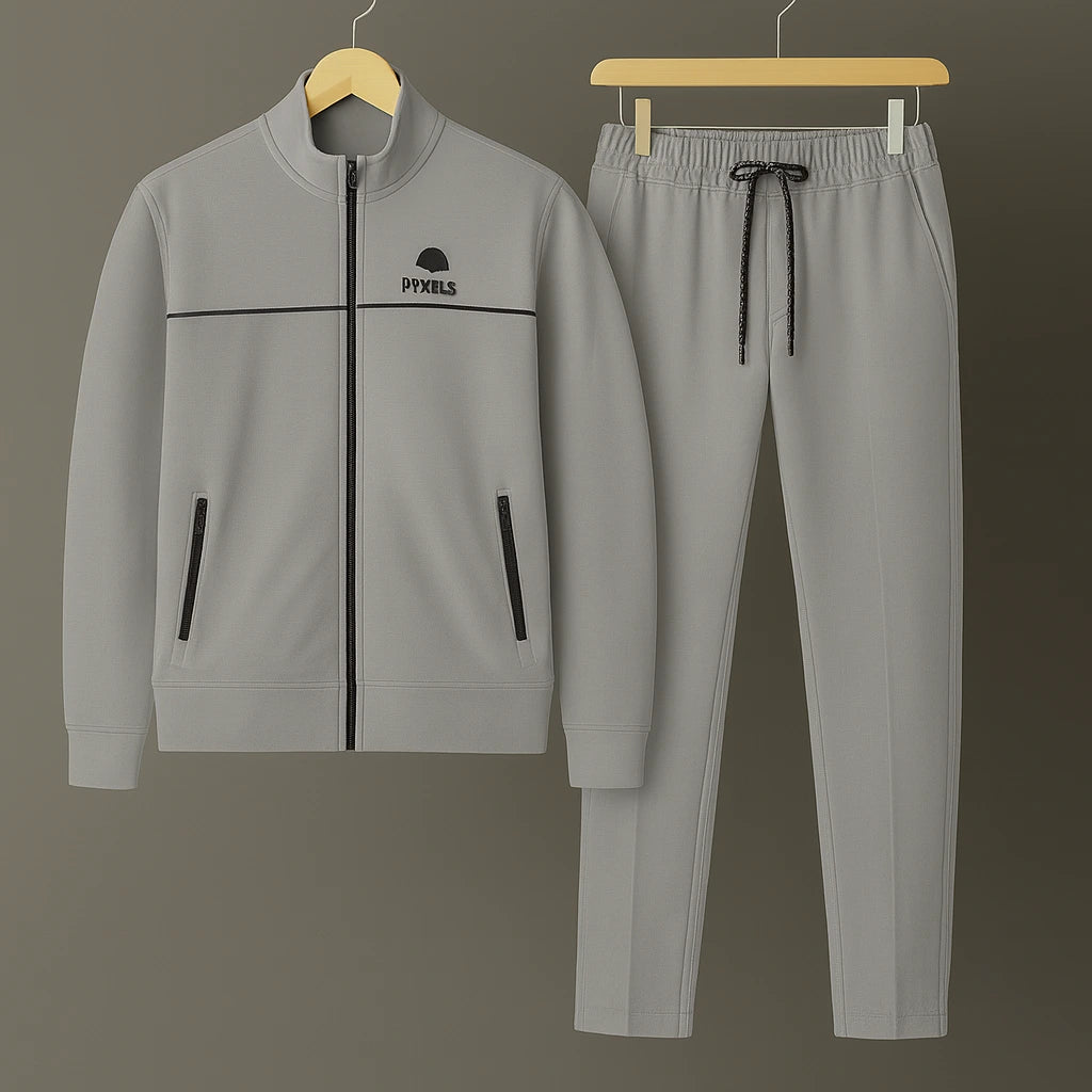Luxury Gray Zip Up Tracksuit