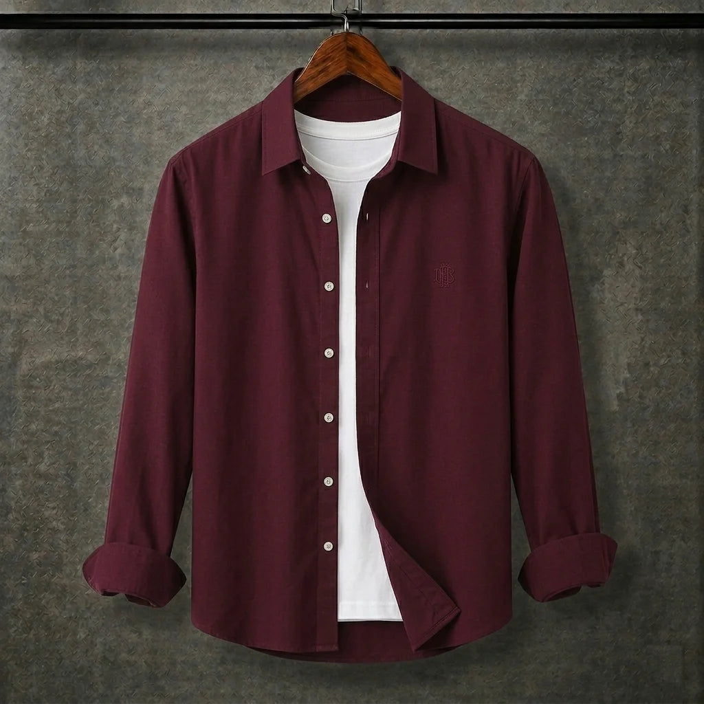 Premium Maroon Full Sleeves Shirt With White Drawstring Trouser