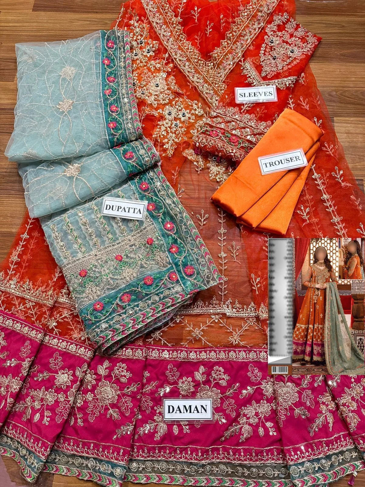 Net Maxi Embroidered Hand Work Embellished Luxury Unstitched 3Piece