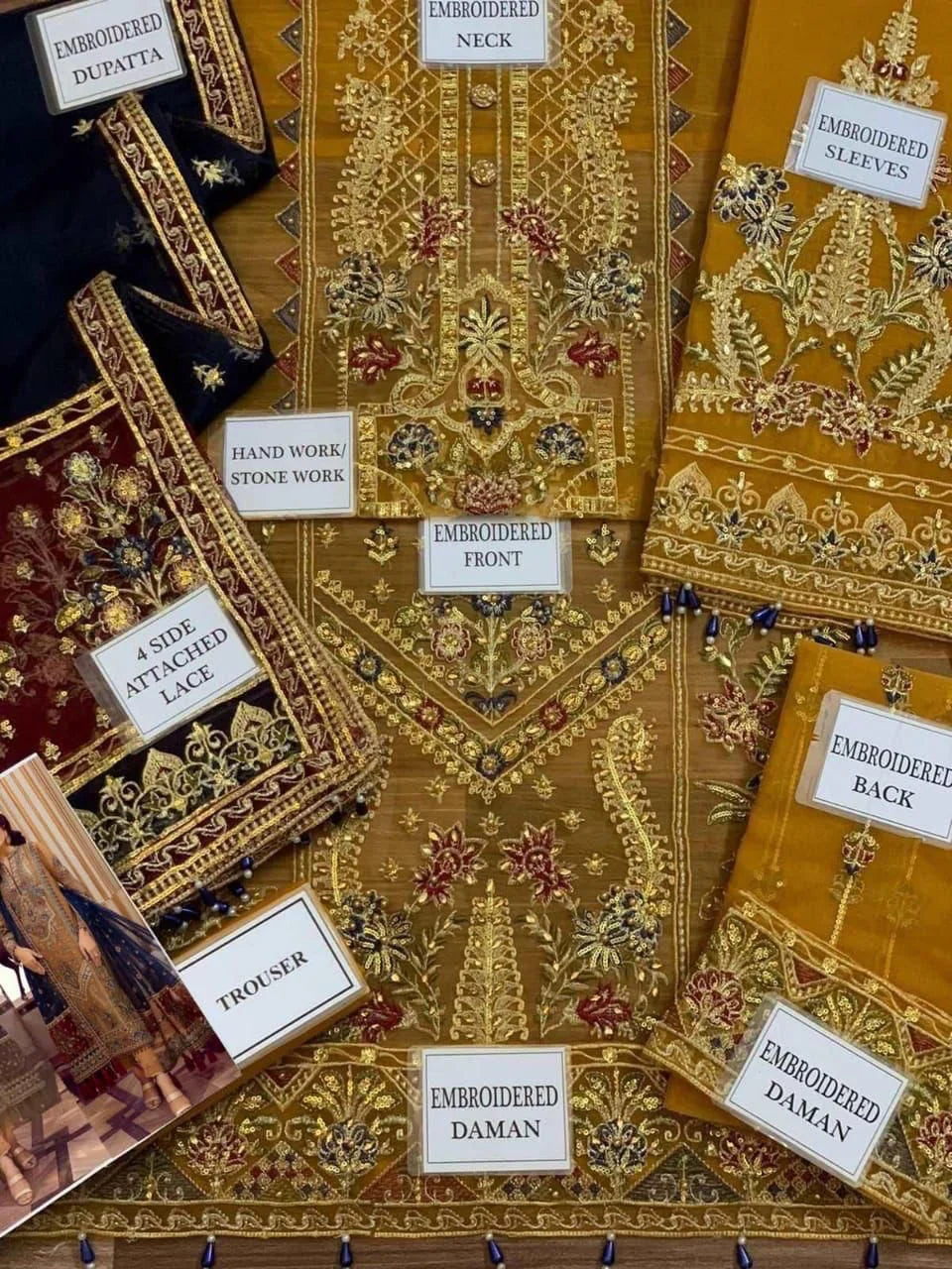 Organza Embroidered Party Wear Luxury Unstitched 3Piece