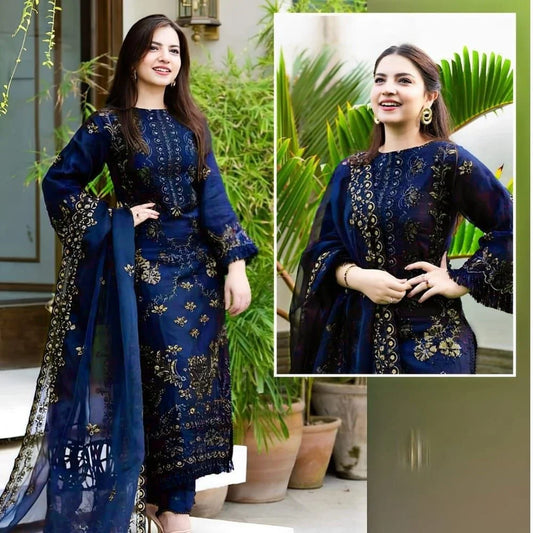 Dhanak Embroidered Luxury Unstitched 3Piece