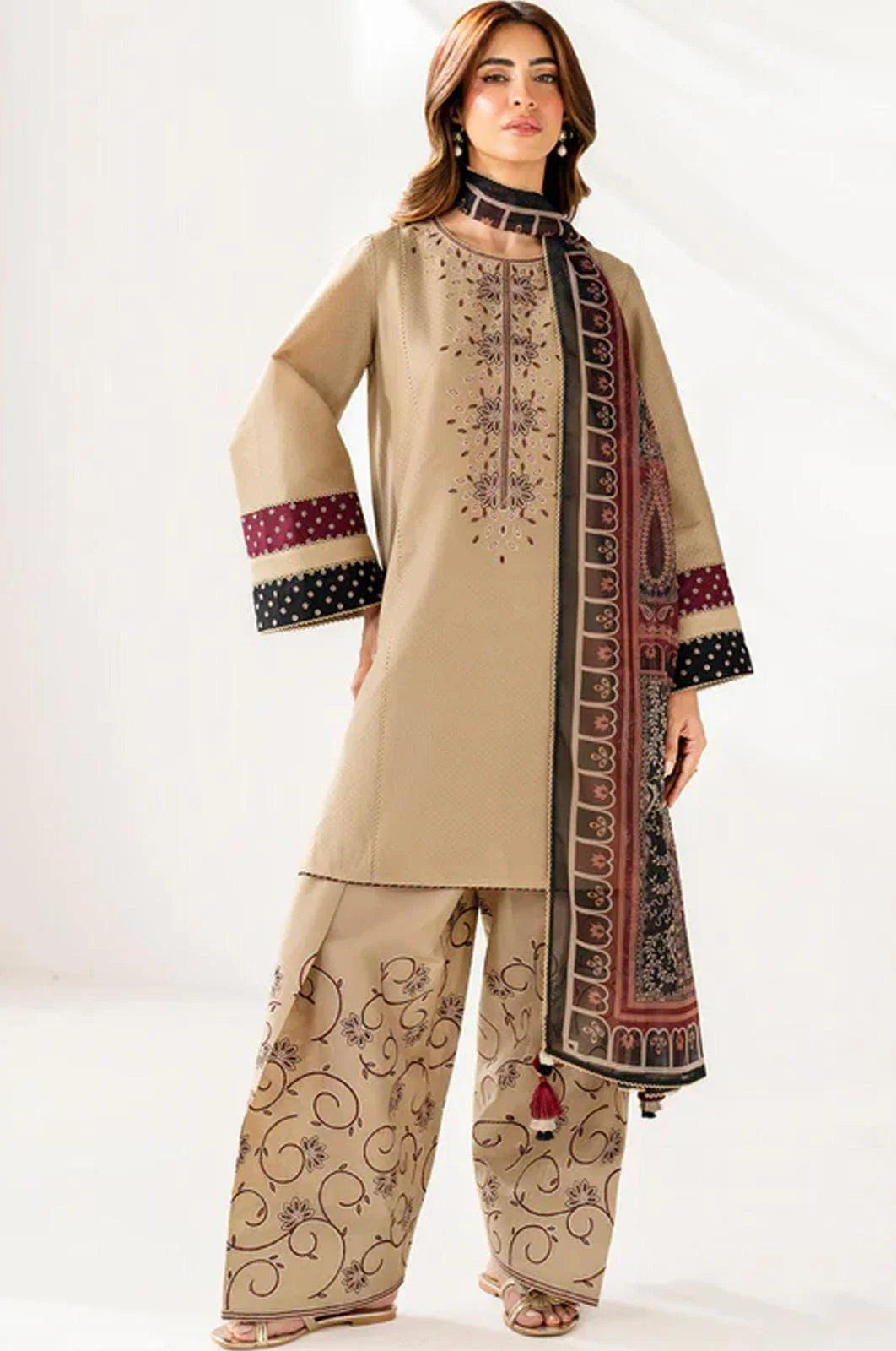 Dhanak Embroidered Unstitched 3Piece