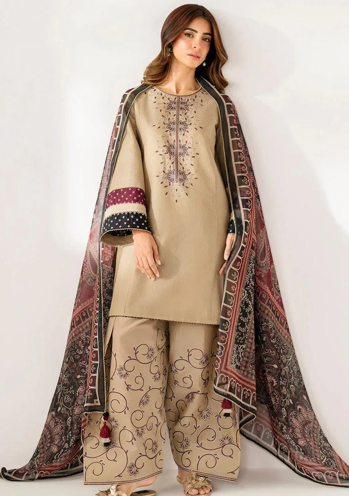 Dhanak Embroidered Unstitched 3Piece