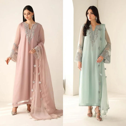 Chiffion Embroidered Sequence Unstitched 3Piece