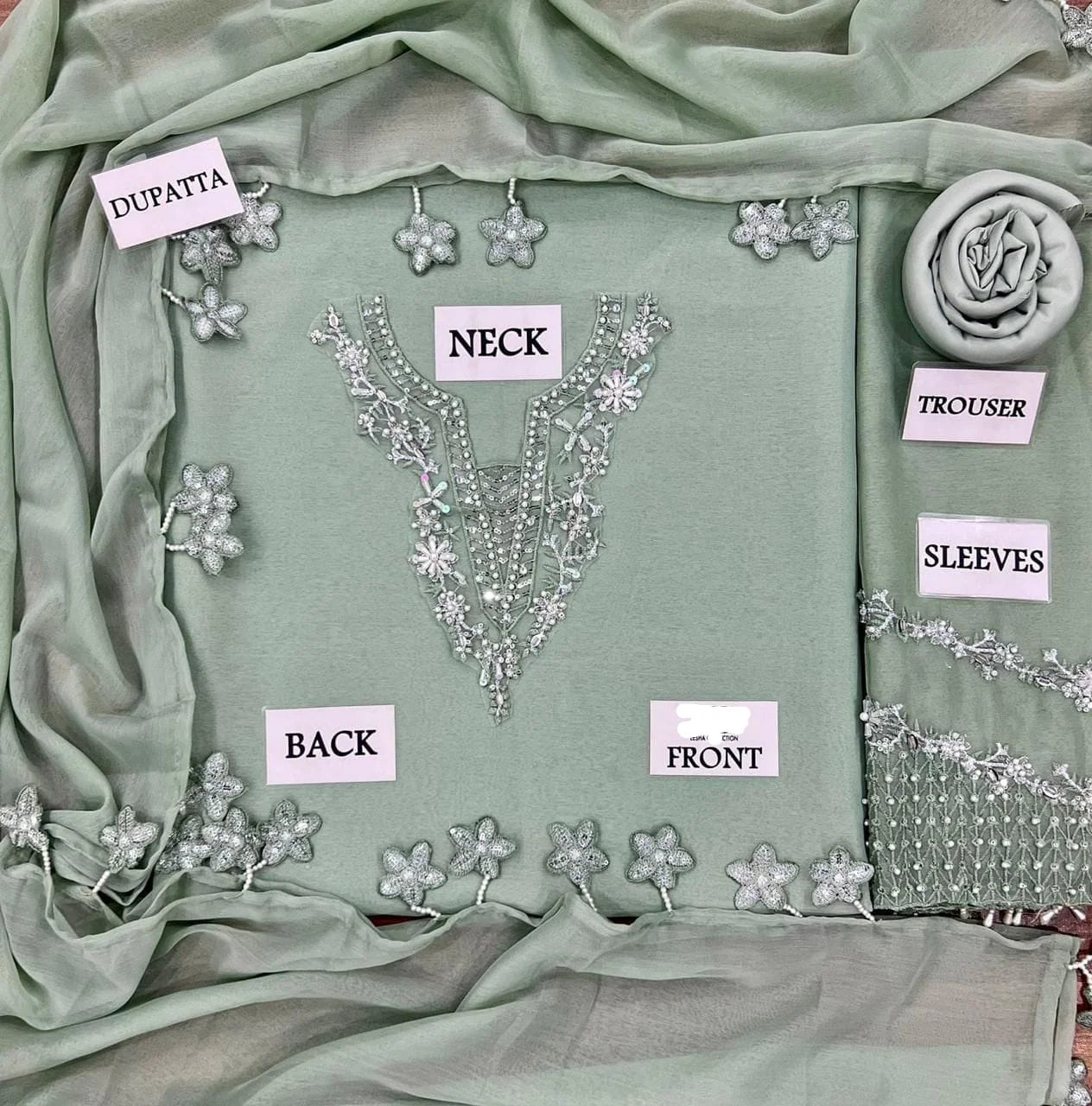 Chiffion Embroidered Sequence Unstitched 3Piece