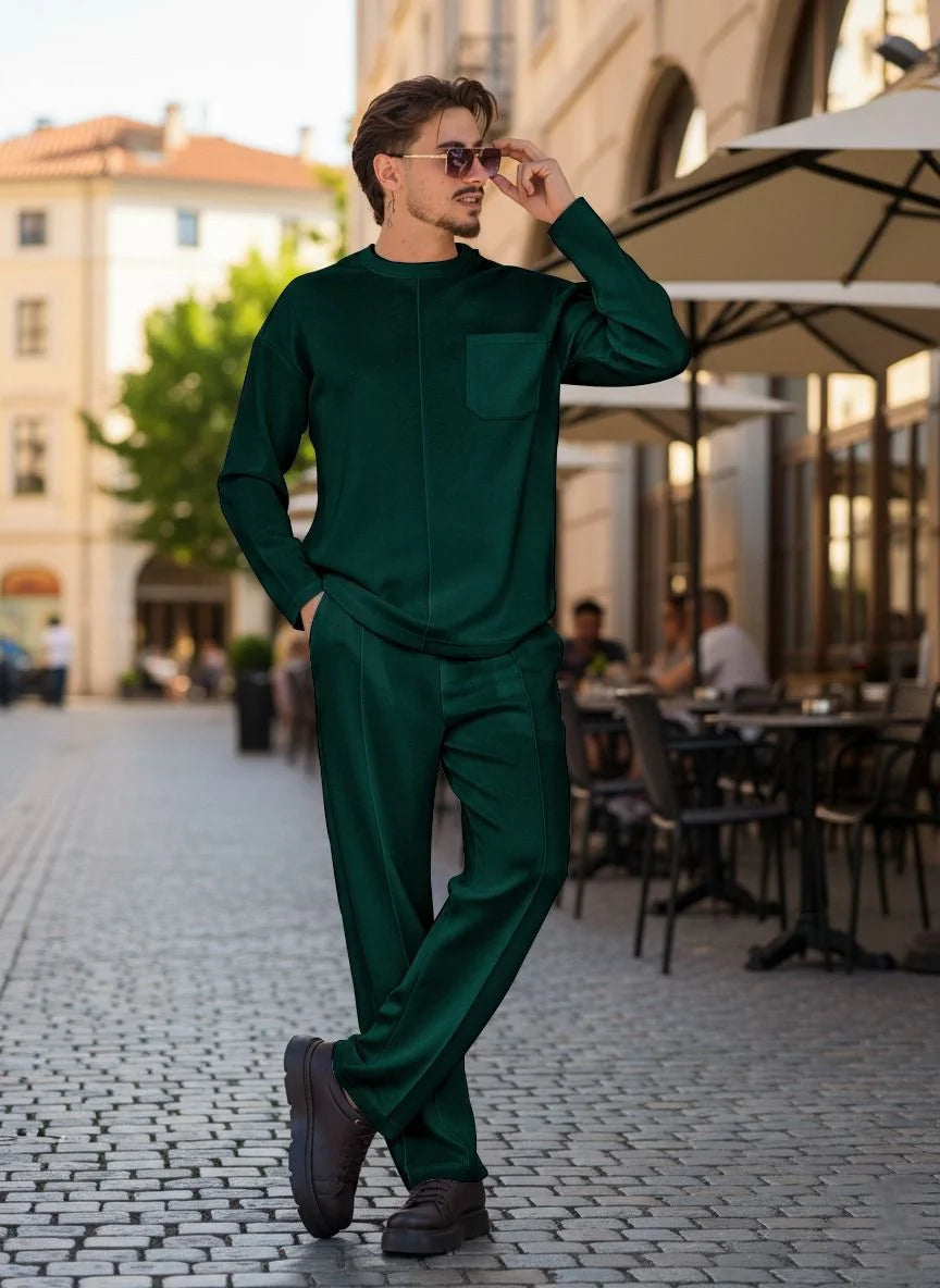 Mens Tracksuit Stripes With Pocket Green