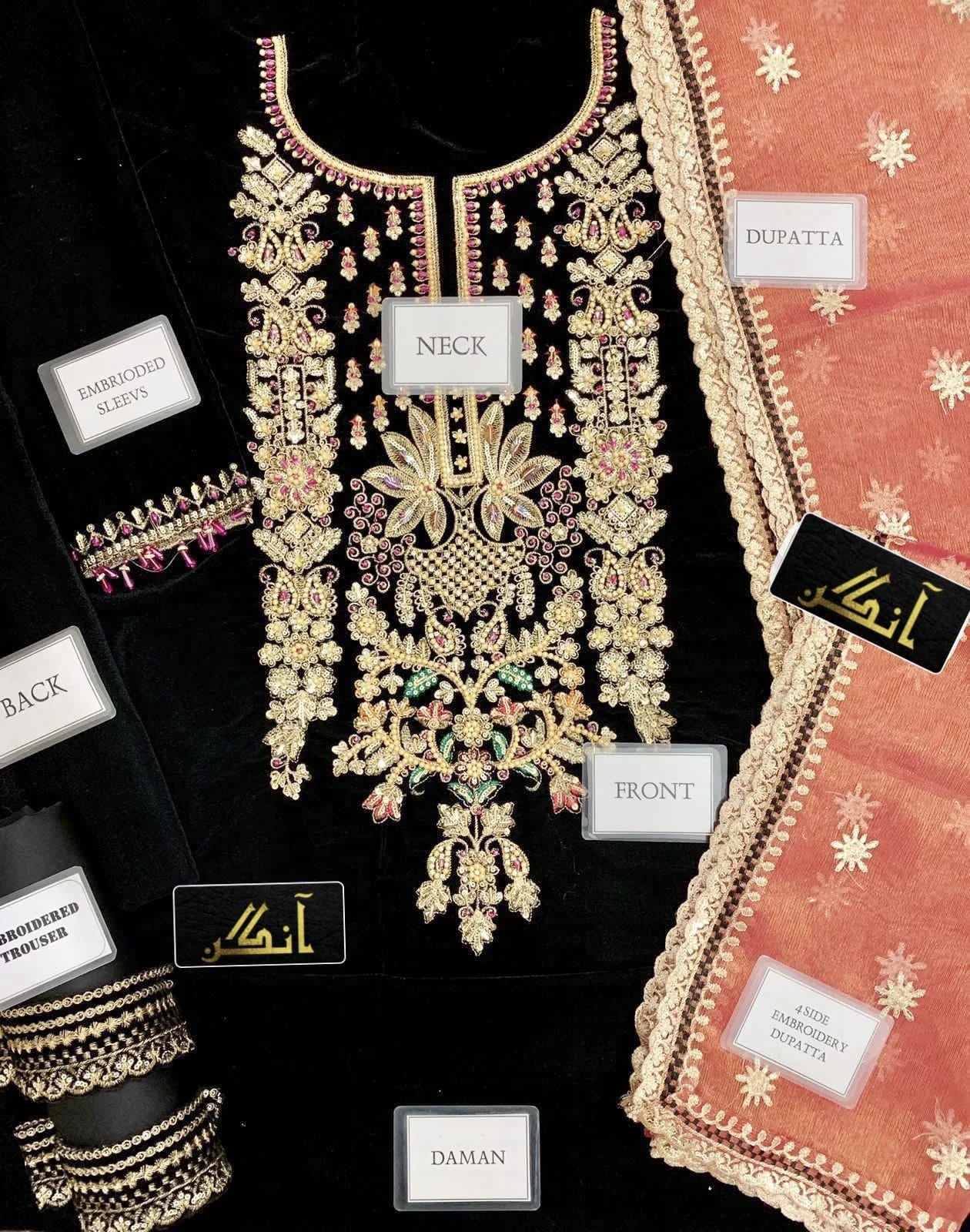 Embroidered Hand Embellished Luxury Unstitched 3Piece