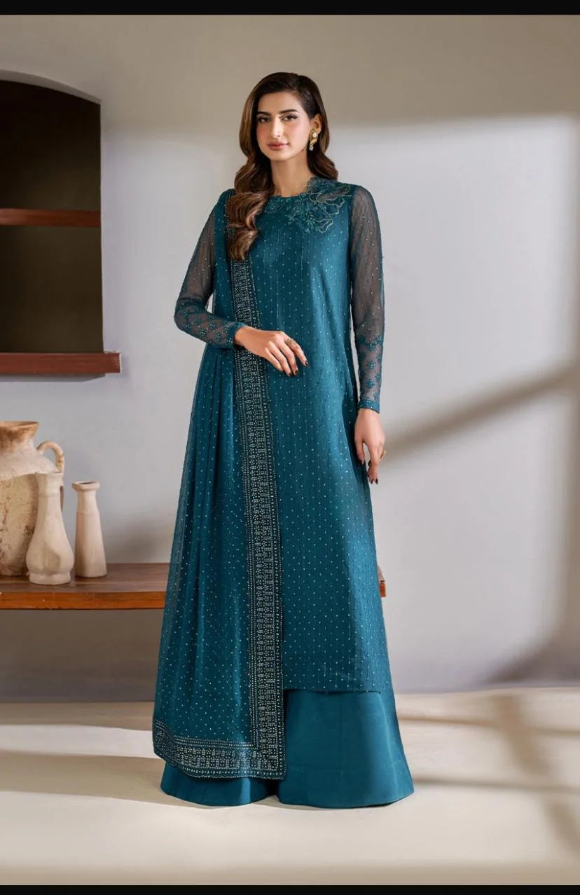 Chiffion Embroidered Sequence Luxury Unstitched 3Piece