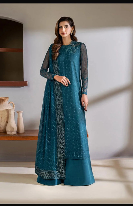 Chiffion Embroidered Sequence Luxury Unstitched 3Piece