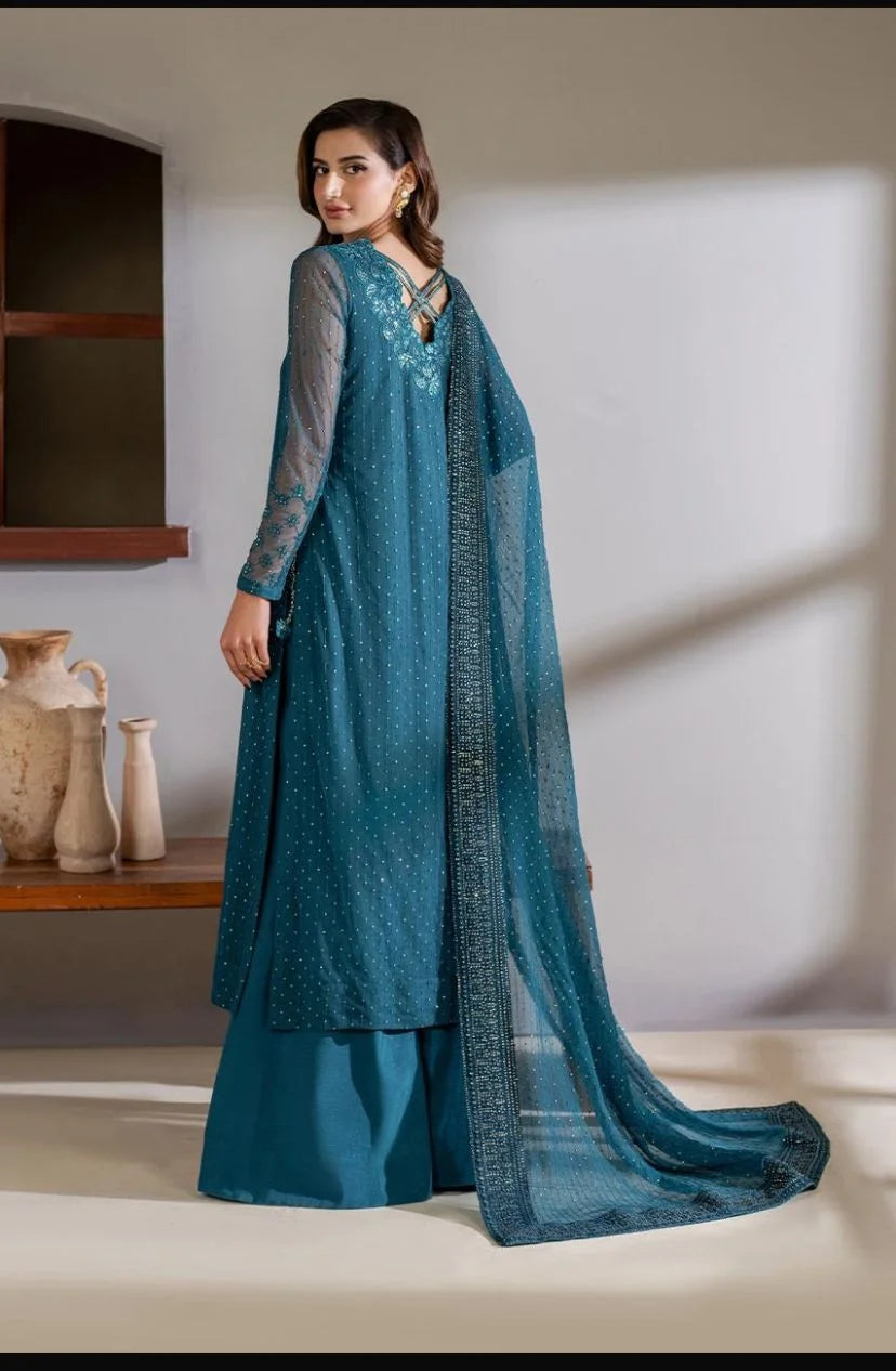 Chiffion Embroidered Sequence Luxury Unstitched 3Piece