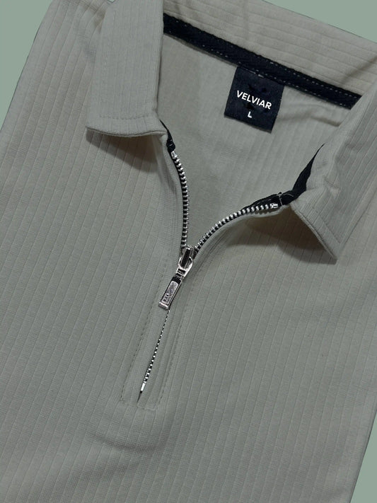 Knit Zip Beige Polo Shirt & Cool Beige Cargo Trouser