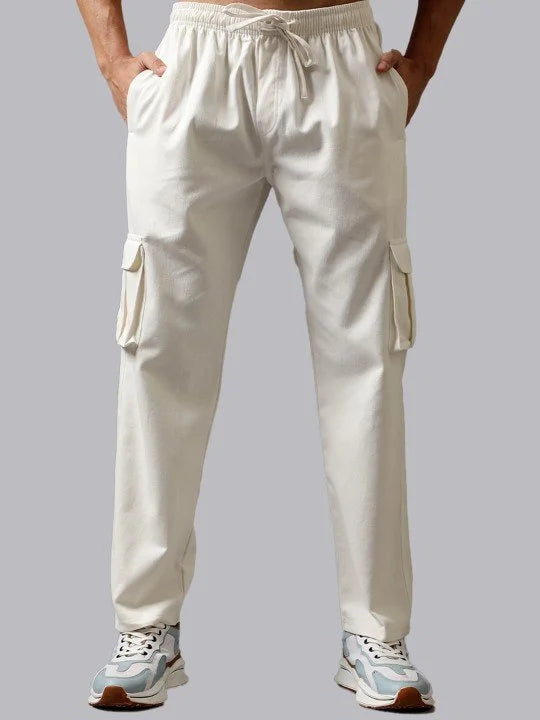 Knit Black Polo Shirt & Beige Cargo Drawstring Trouser