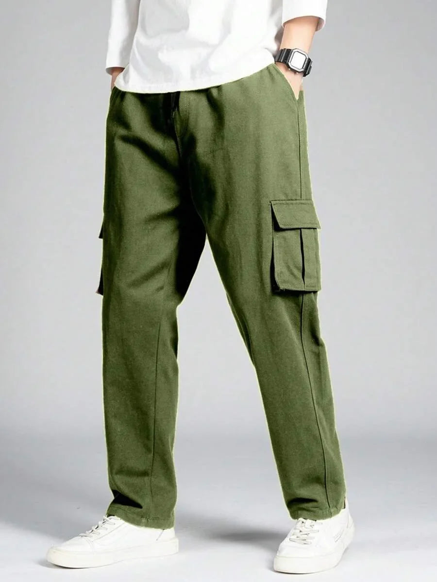 Manfinity Olive Green Loose Fit Cargo Trouser