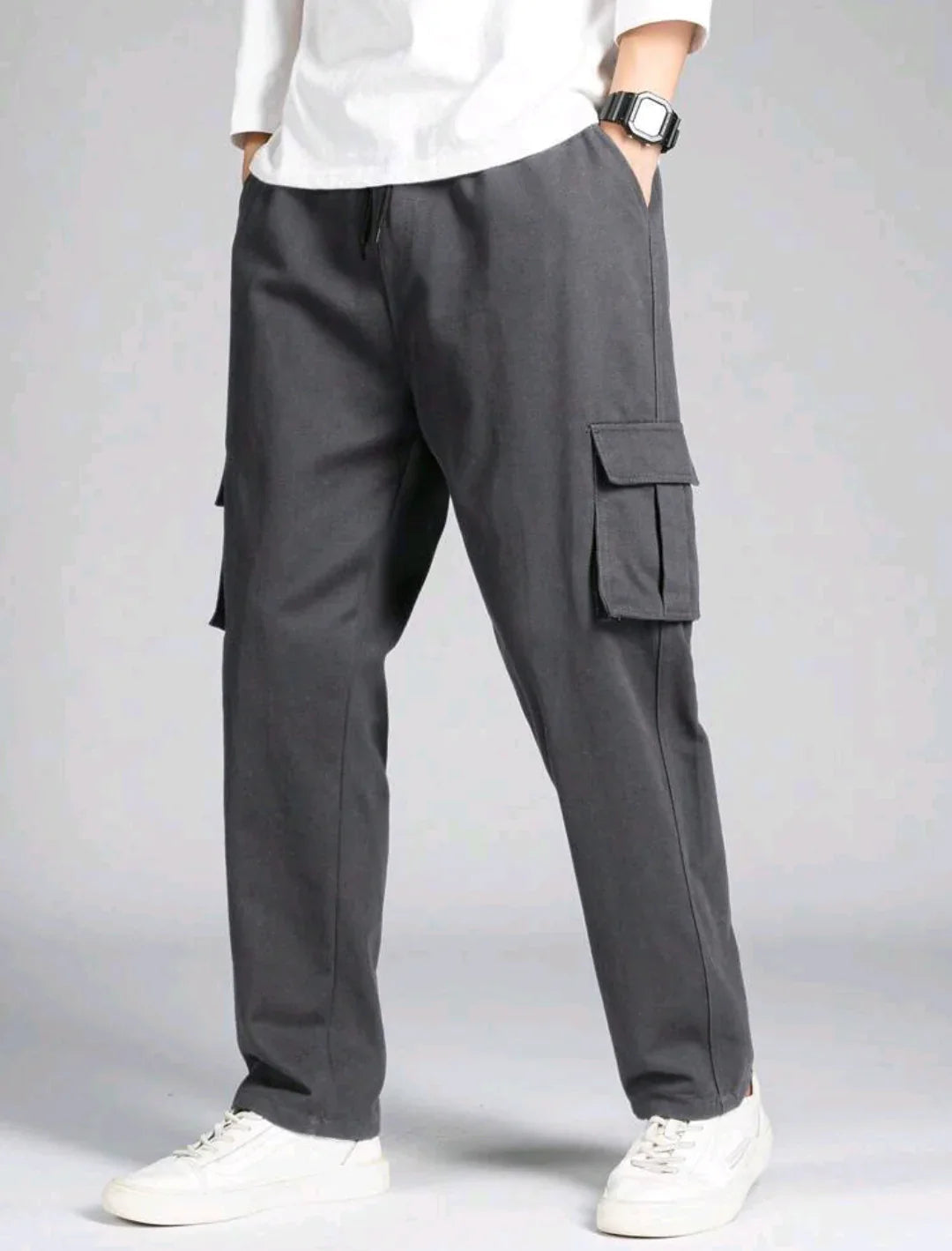 Manfinity Dark Gray Loose Fit Cargo Trouser