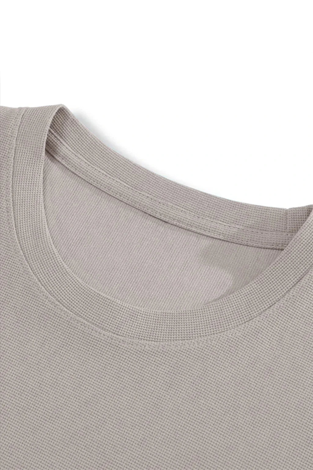 Round Neck Knitted Textured T Shirt Off White