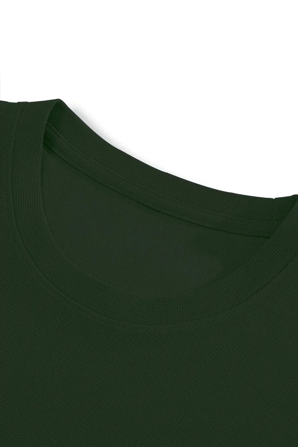 Round Neck Knitted Textured T Shirt Green