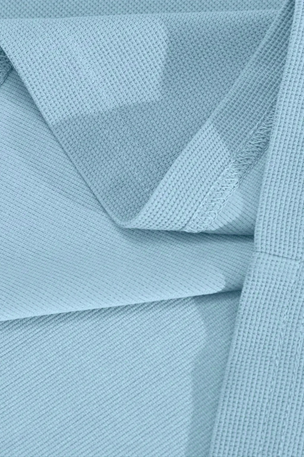 Round Neck Knitted Textured T Shirt Sky Blue